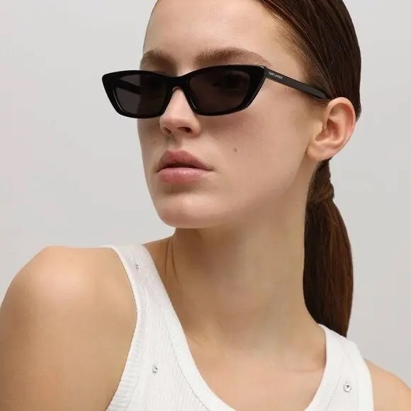NEW SAINT LAURENT SL277 009 CAT EYE BLACK WOMEN SL 277 009 SUNGLASSES - Picture 1 of 12